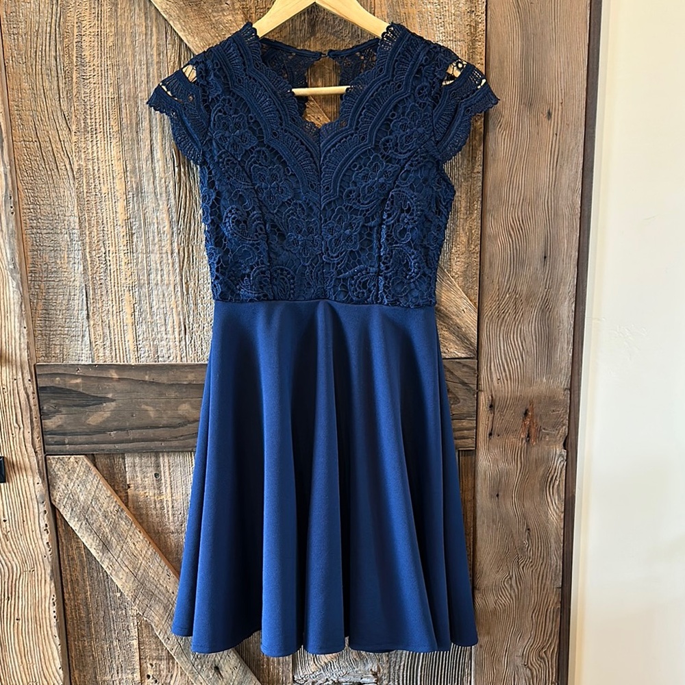 Rare Editions Navy Lace Dress